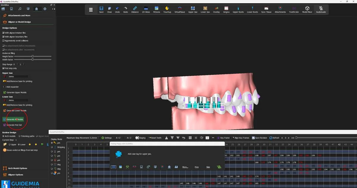 Generating the aligners for the step range.